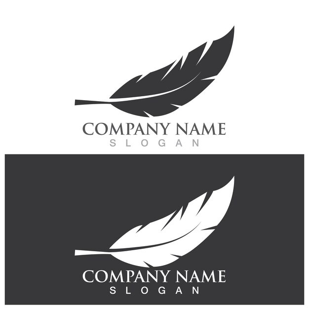 Logotipo de plumas y plantilla vectorial