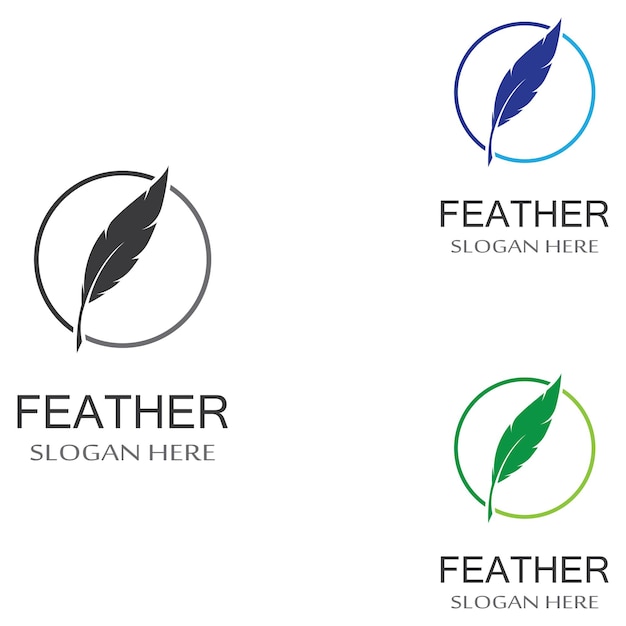 Logotipo de plumas de raza avícola y un bolígrafo hecho de plumas usando una plantilla de ilustración de diseño de iconos vectoriales