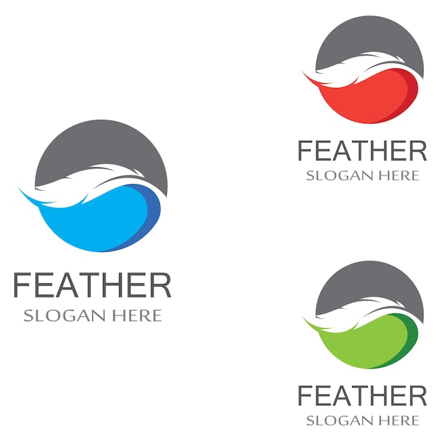 Logotipo de plumas de raza avícola y un bolígrafo hecho de plumas usando una plantilla de ilustración de diseño de iconos vectoriales