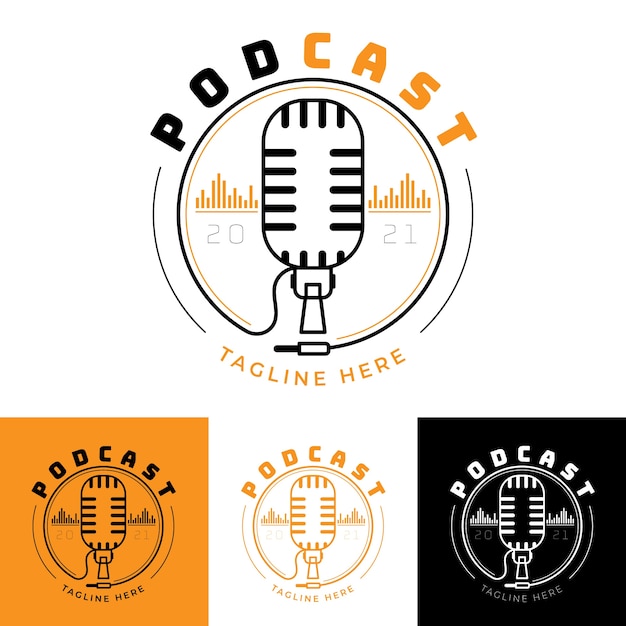 Logotipo de podcast con fondos de varios colores