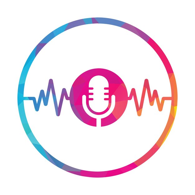 Logotipo de podcast médico con heart pulse podcast heartbeat line logo design vector template