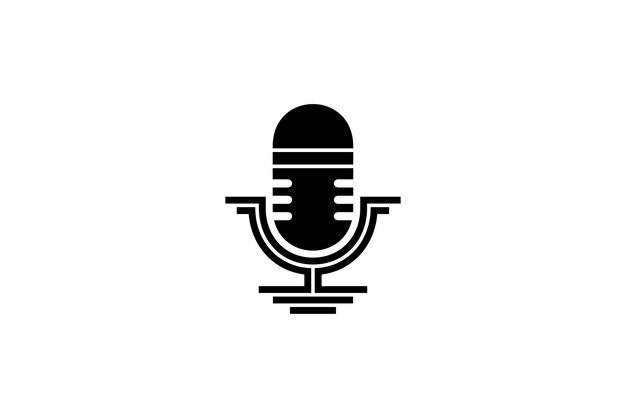 Logotipo de podcast o micrófono superestrella en estilo de diseño plano