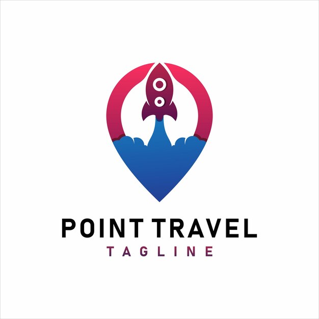 Logotipo de Point Travel con concepto de diseño GPS y Rocket.