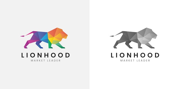 Logotipo de polígono de león diseño de logotipo poligonal animal geométrico