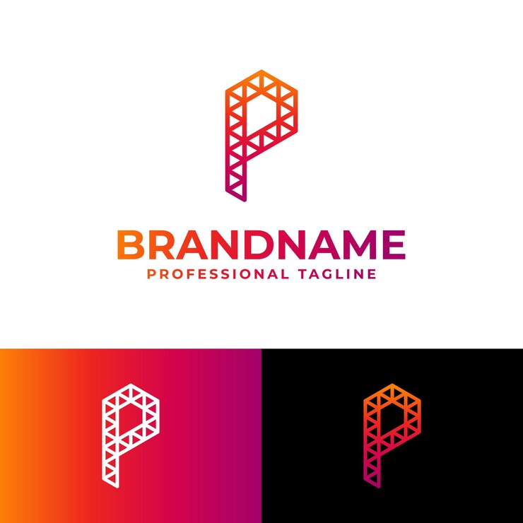 Vector logotipo de polígono de letra p adecuado para negocios relacionados con polígono con inicial p