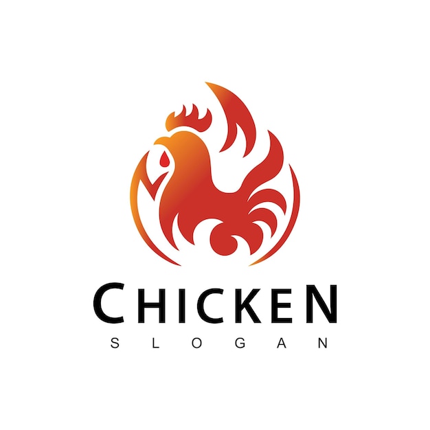 El logotipo del pollo caliente, el símbolo del pollo Caliente, el icono vectorial, la ilustración del icono del restaurante de comida rápida.