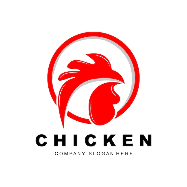 Logotipo de pollo Diseño de vectores de animales de granja para granja de pollos Restaurante de pollo frito Café