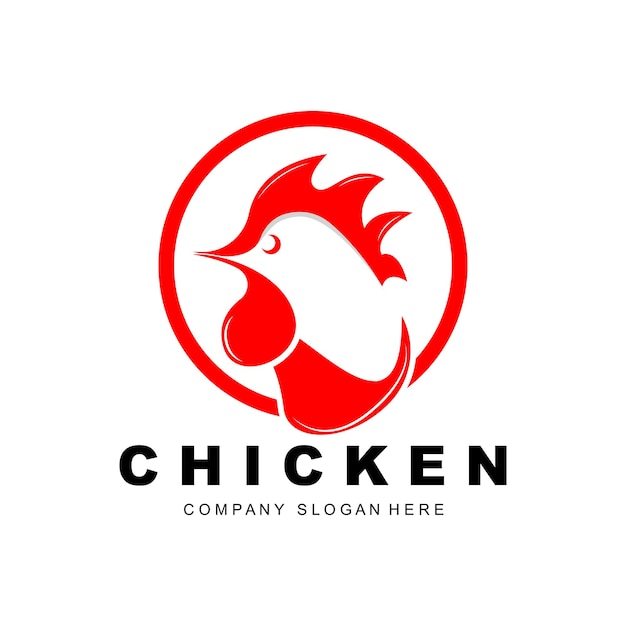 Logotipo de pollo Diseño de vectores de animales de granja para granja de pollos Restaurante de pollo frito Café