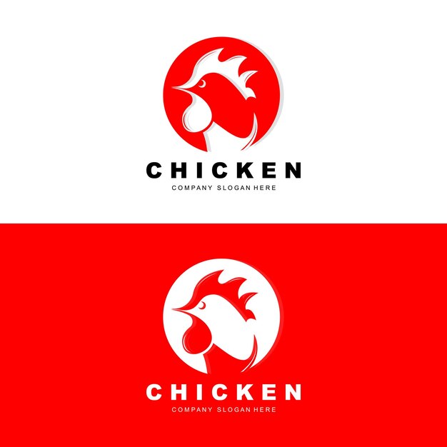 Logotipo de pollo Diseño de vectores de animales de granja para granja de pollos Restaurante de pollo frito Café