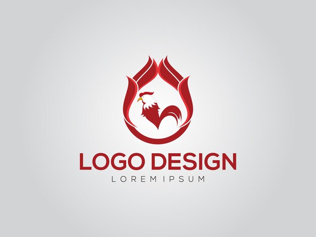 el logotipo del pollo de fuego rústico la llama de la gallina el símbolo de vector de icono de la ilustración del logotipo de gradiente moderno rápido.