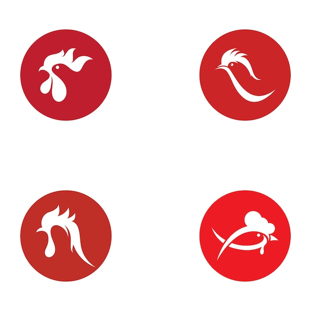 Logotipo de pollo logotipo de cabeza de gallo con combinación de pescado logotipo para restaurante de empresa o restaurante o puesto de comida uso de ilustración vectorial simple penditan