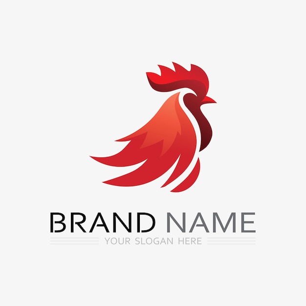 Logotipo de pollo logotipo de gallo y gallina para diseño de ilustración de vector de logotipo de animales de cría de aves de corral