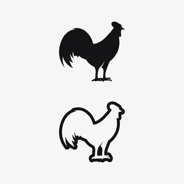 Logotipo de pollo logotipo de gallo y gallina para diseño de ilustración de vector de logotipo de animales de cría de aves de corral