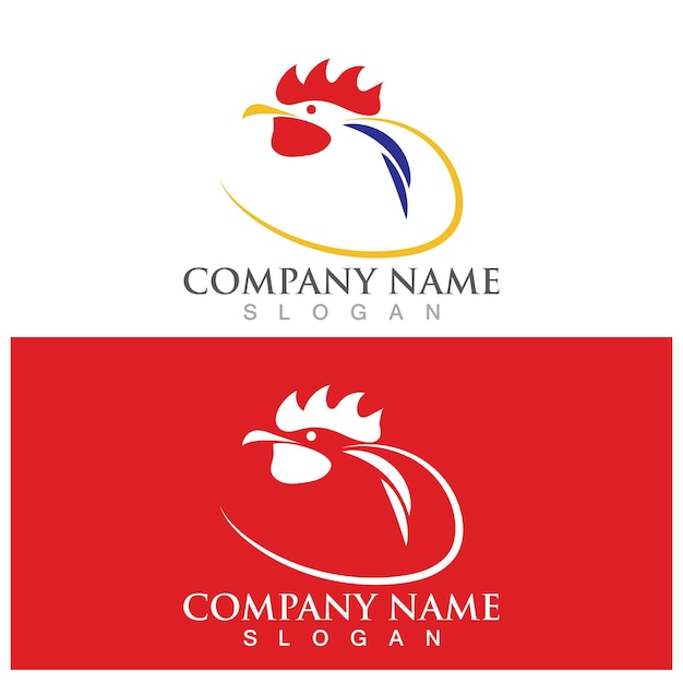 Logotipo de pollo y plantilla vectorial