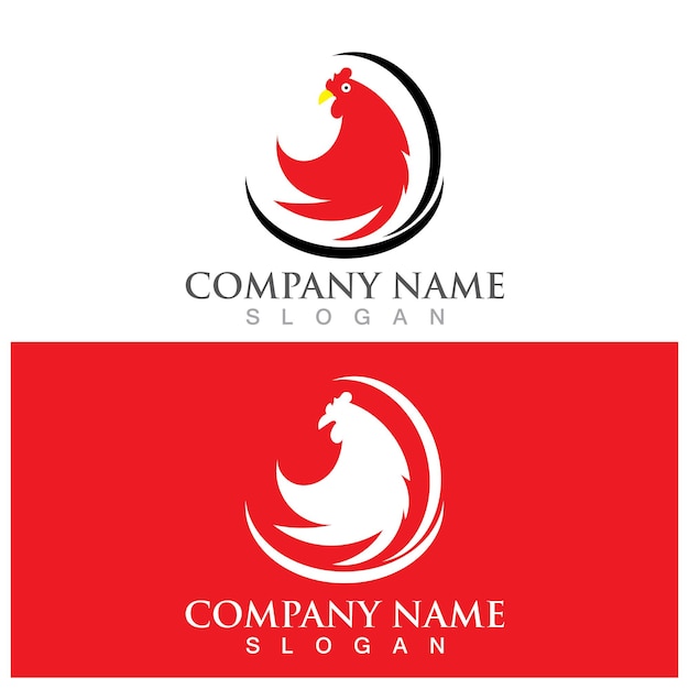Logotipo de pollo y plantilla vectorial