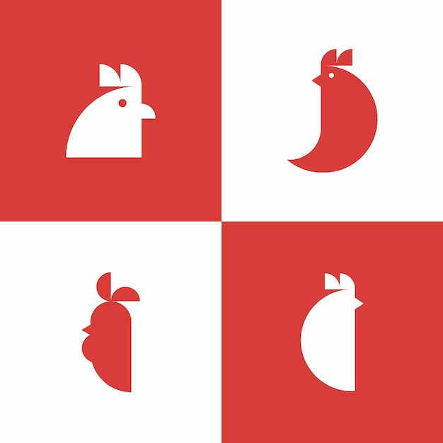 Vector logotipo de pollo rojo adecuado para empresas alimentarias.