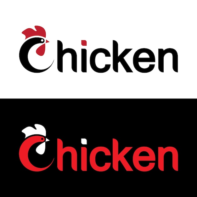 Logotipo de pollo tipografía letras con la letra C idea de diseño de concepto