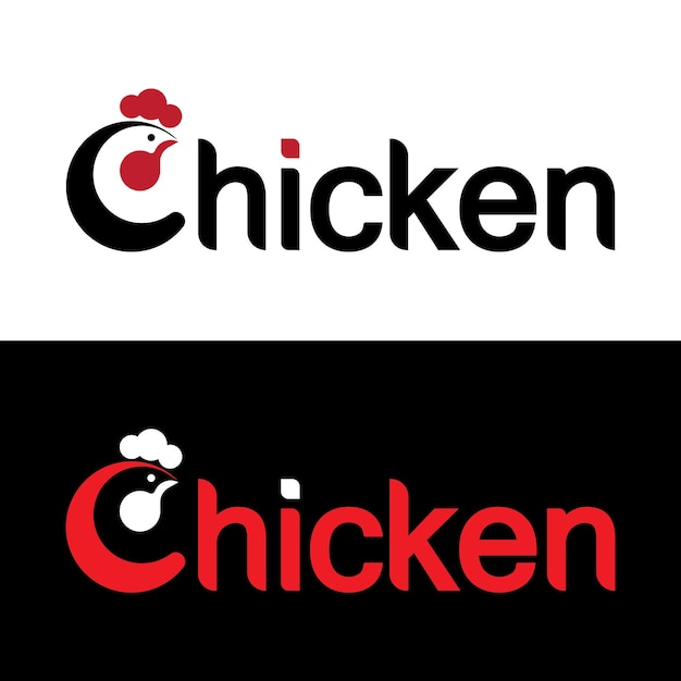 Logotipo de pollo tipografía letras con la letra C idea de diseño de concepto