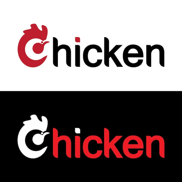 Logotipo de pollo tipografía letras con la letra C idea de diseño de concepto