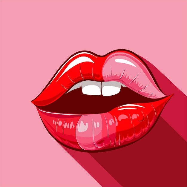 El logotipo de Pop Art Lips Lips Los labios seductores Los labios calientes El icono de los labios