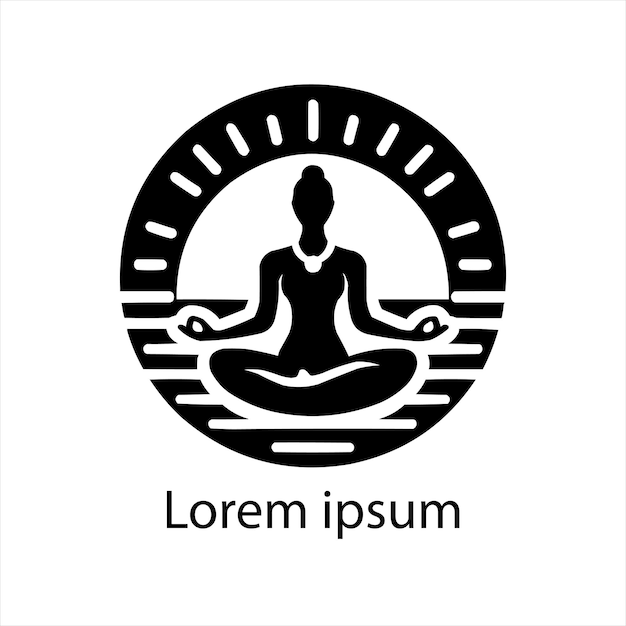 El logotipo de la postura de yoga sentado en el loto