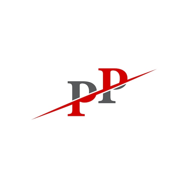 Logotipo de PP minimalista con línea diagonal dinámica