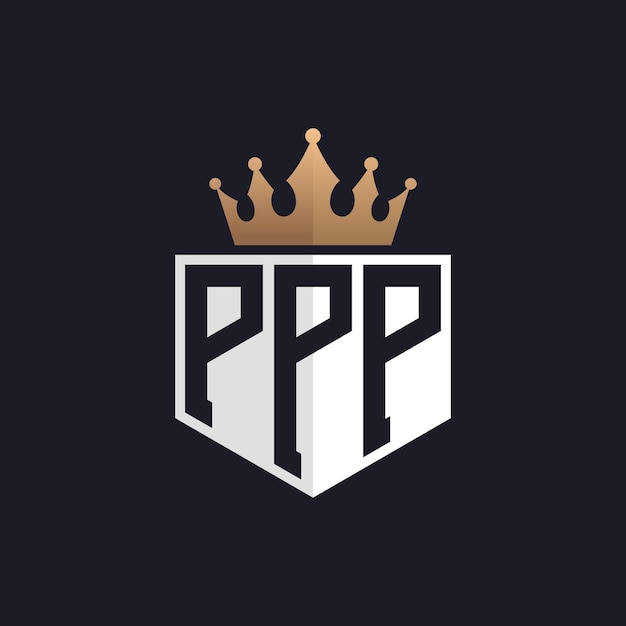 Logotipo PPP de lujo con corona Iniciales elegantes Logotipo de letra PPP para marcas exclusivas Monograma PPP de letra para empresas de alta gama