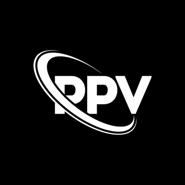 El logotipo PPV, la letra PPV, el diseño del logotipo de la carta PPV, las iniciales, el logotipo de PPV vinculado con un círculo y un monograma en mayúsculas, la tipografía de PPV para el negocio tecnológico y la marca inmobiliaria.