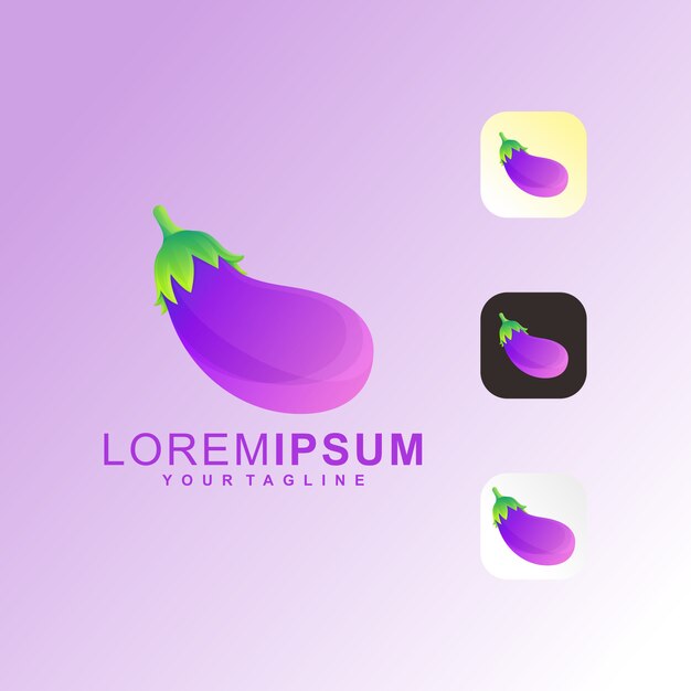 Logotipo premium de berenjena