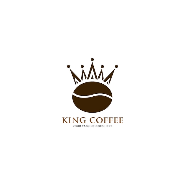 Logotipo premium de café del rey con plantilla de logotipo de estilo plano