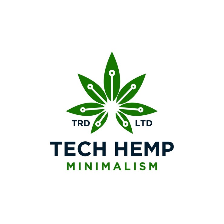 Vector logotipo premium de cáñamo tecnológico