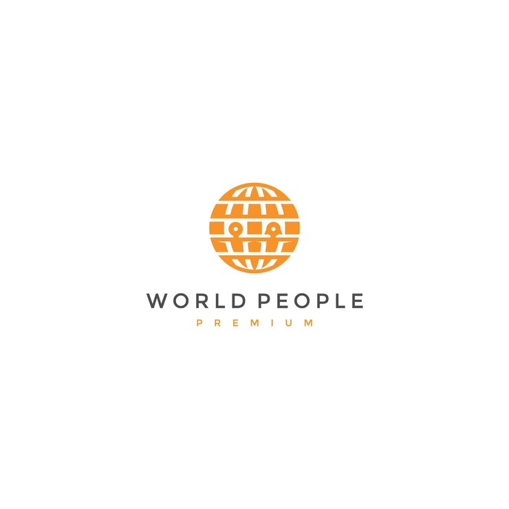 Logotipo premium de vector de diseño de logotipo de personas del mundo