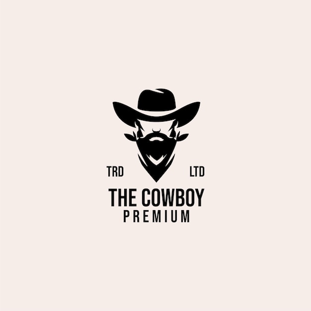 Logotipo premium vintage de cabeza de vaquero