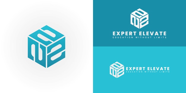 El logotipo presenta la letra E integrada en un cubo tridimensional