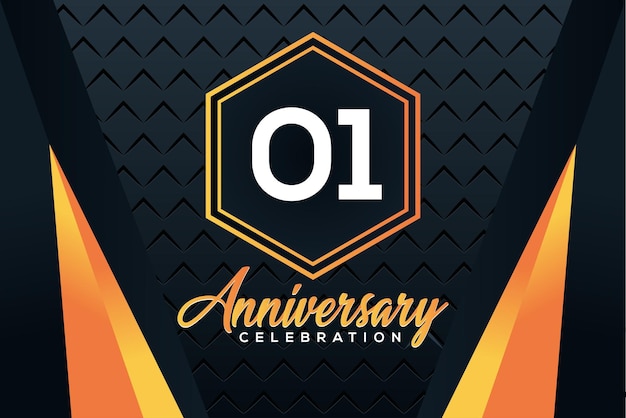 Logotipo del primer aniversario con números de color naranja con diseño de vector de número blanco