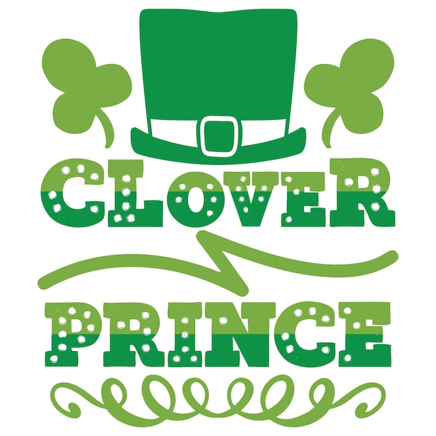 Un logotipo de príncipe de trébol verde con letras verdes y un sombrero verde