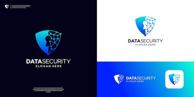 Logotipo de PrintShield con símbolo de tecnología de punto abstracto Logotipo de seguridad para la protección de datos de privacidad