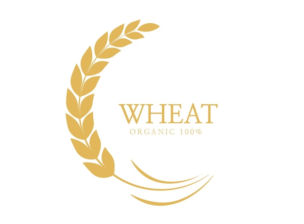 El logotipo del producto de arroz, el banner del producto, el grano orgánico, el arroz de calidad superior, la ilustración vectorial