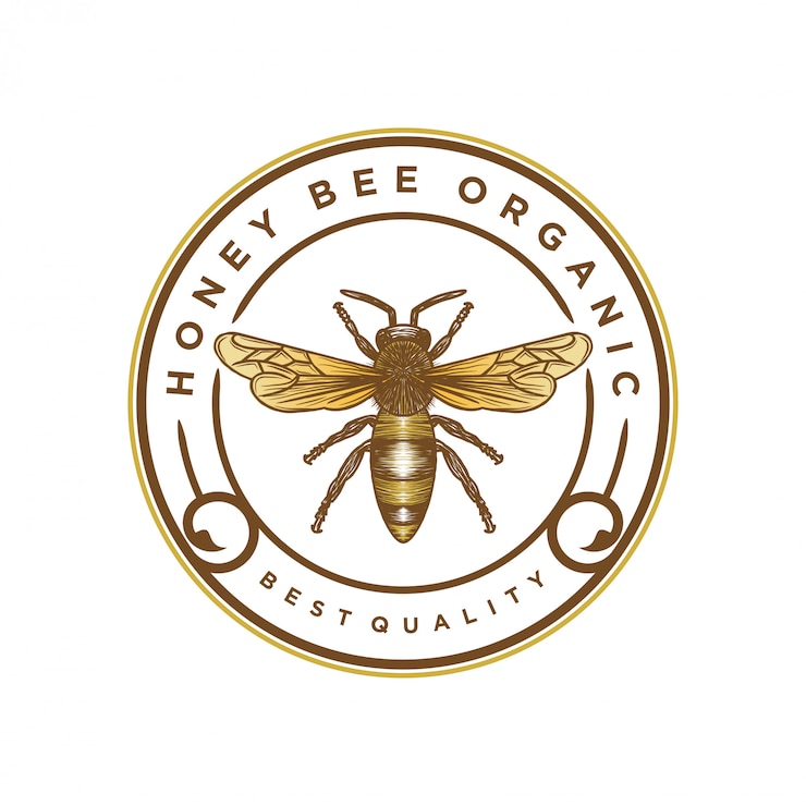 Vector logotipo para productos de miel o granjas de abejas.