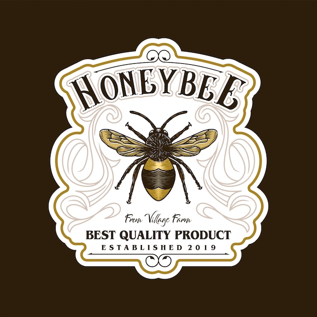 Vector logotipo para productos de miel o granjas de abejas.