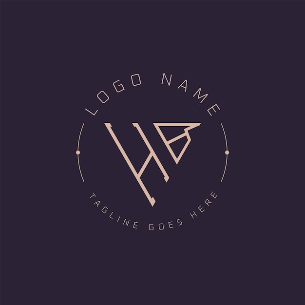 El logotipo profesional de HB es moderno, mínimo, el monograma de la letra HB es un emblema para la marca premium.