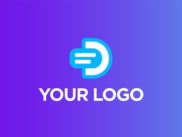 Logotipo profesional moderno en forma de la letra D con una charla en el interior