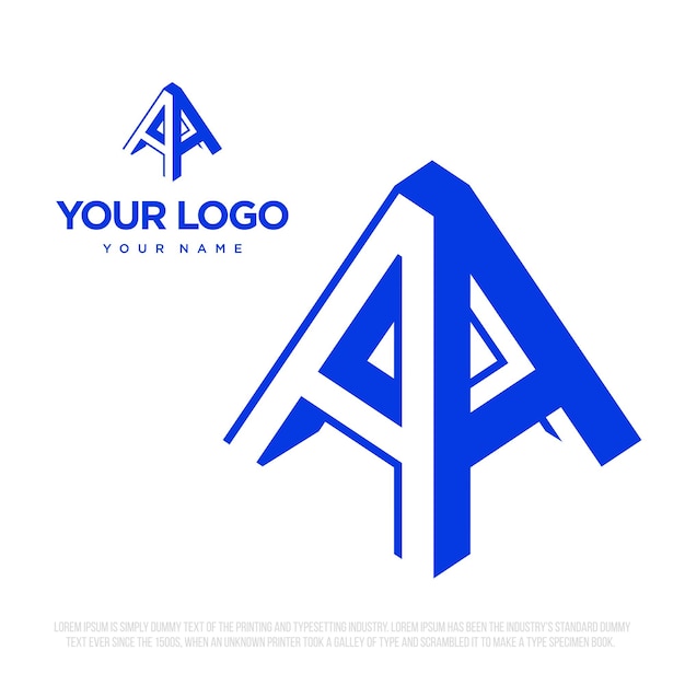 Logotipo profesional moderno con la letra A en forma de una pirámide tridimensional