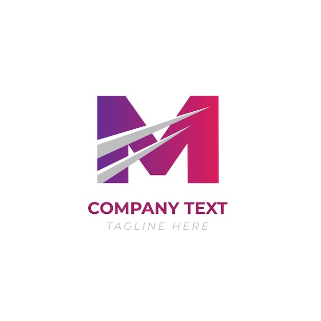 Logotipo profesional de negocios con letra M con línea de crecimiento