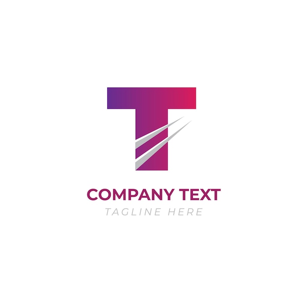 Logotipo profesional de negocios con letra T con línea de crecimiento