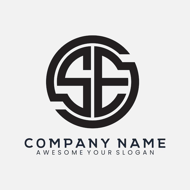 logotipo profesional con la plantilla de círculo de letra s y e