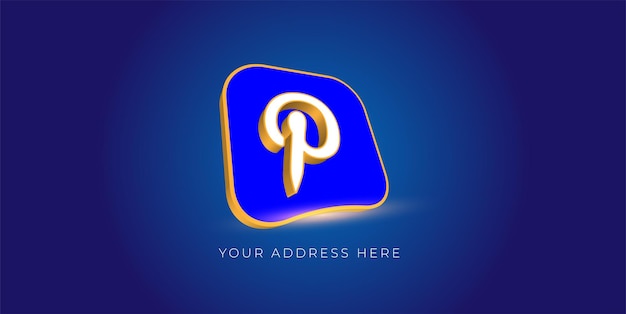 Vector logotipo profesional de redes sociales de pinterest en 3d