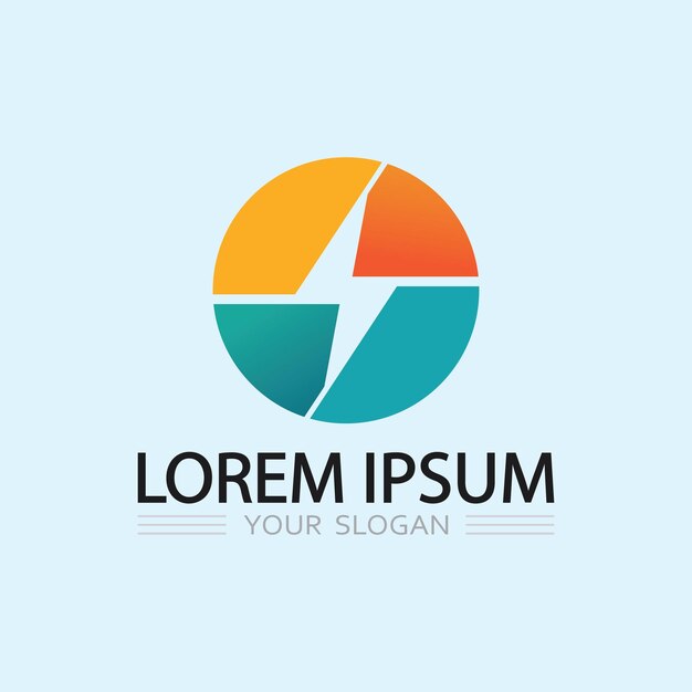Logotipo profesional de relámpago de energía con tecnología de rayo eléctrico y servicios públicos