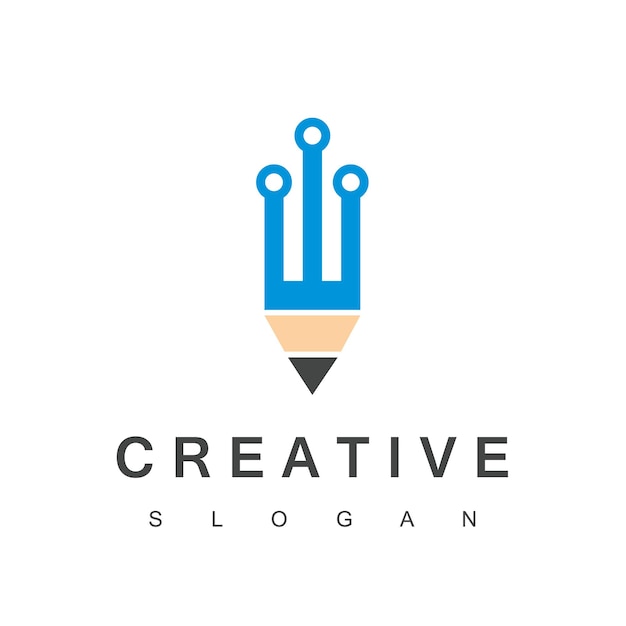 Vector logotipo del programador creativo con símbolo de tecnología