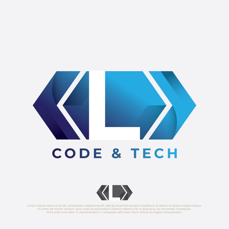 Vector logotipo del programador con el icono de código de diseño de la letra l en estilo moderno y plano aislado en fondo blanco